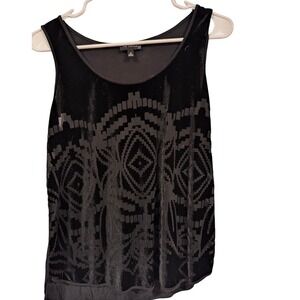 The Limited Black Velvet Geometric Burnout Tank Top Women's Size M